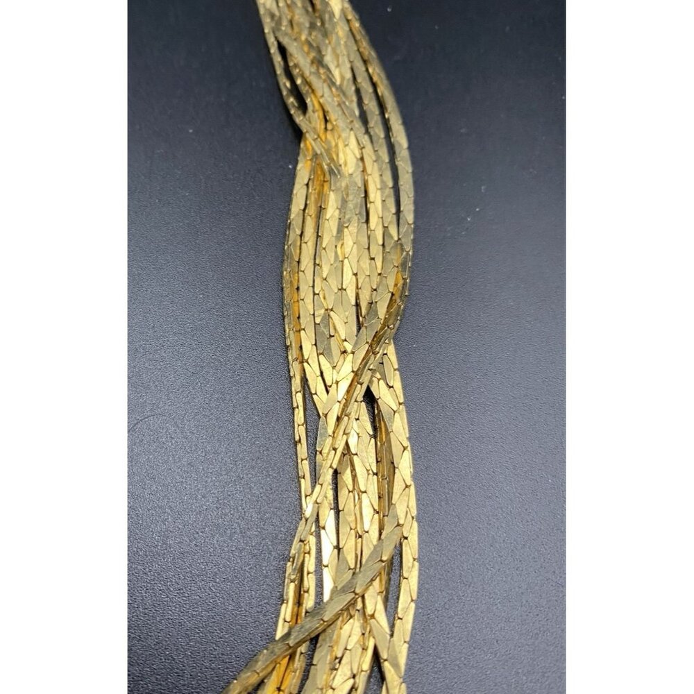 Vintage Liquid Gold-Plated Multi Chains 10 Stand Necklace 23" 3/4" w Cobra Chain - Picture 3 of 6
